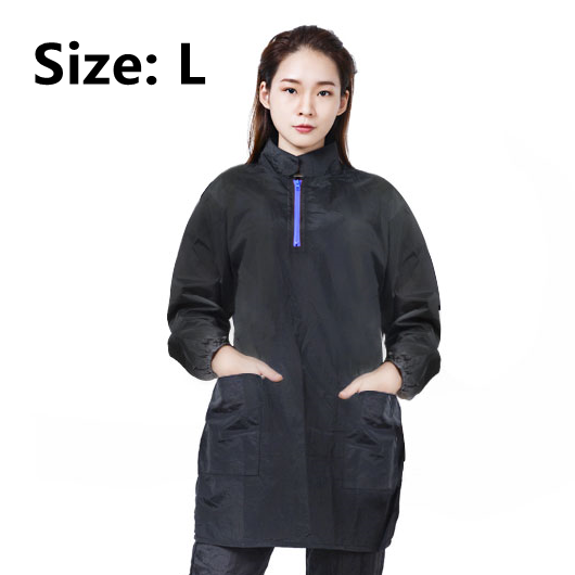 Lange Sleeve Pet Groomer Arbeit Kleidung Wasserdichte Overalls Nicht Stick Haar Pet Reinigung Scheren Anti-haar Atmungs Kleid Y1128: Blue zipper---L