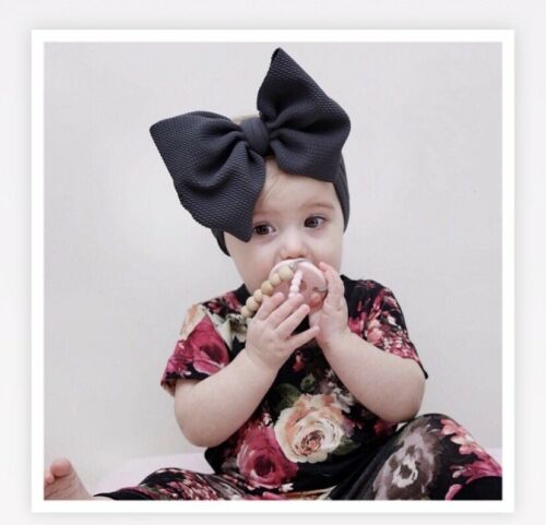 Focusnorm Baby Girls Toddler Turban Solid Headband Hair Band Bow Accessories Headwear