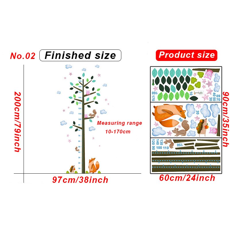 Large Cartoon Tree Wall Stickers for Kids room Height Measurement Sticker for Nursery Baby Room Decor Removable DIY Home Decor: No.02