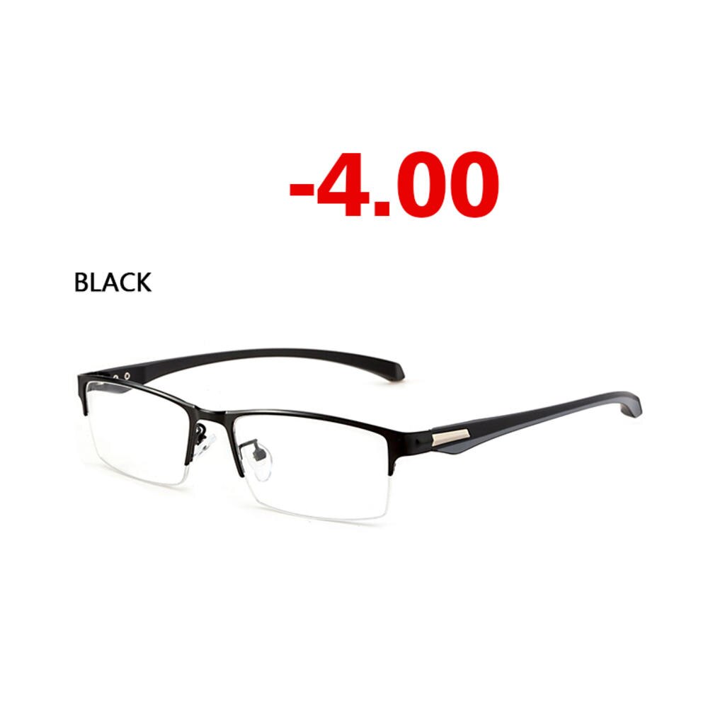 Anti-blue Light Myopia Glasses Optical Men's Student Finished Myopia Glasses Prescription Glasses Frame Half-frame -1.0 -4.0: Black Myopia-400