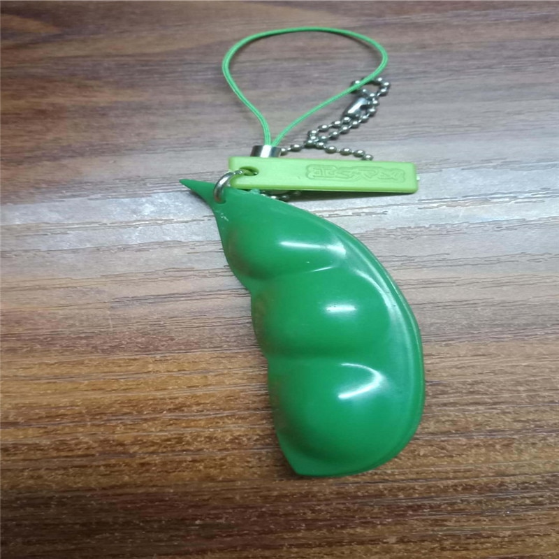 1pc Squishy Infinite Squeeze Edamame Bean Pea Expression Chain Key Pendant Ornament Stress Relieve Decompression Toys Antistress