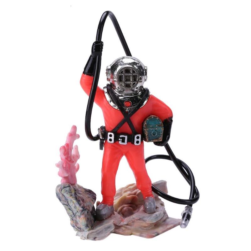 Fish Tank Sea Treasure Diver Air Action Ornament Resin Underwater Decorations For Aquarium: C