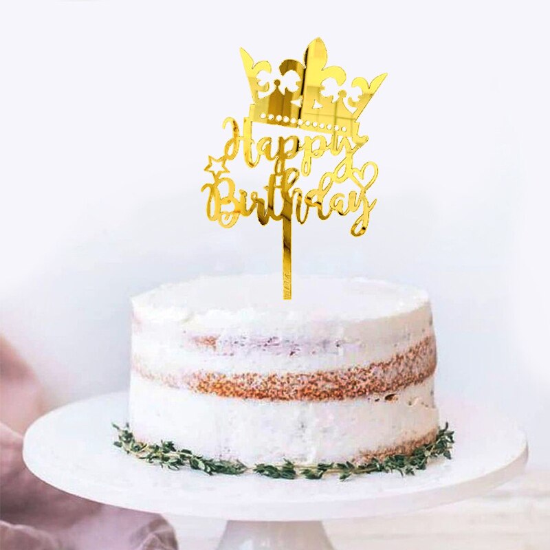 Krone gratulerer med dagen kake topper kake innlegg dekorere rekvisita akryl rosa måke topper cupcak flagg bursdagsfest dekorasjon: måke 1