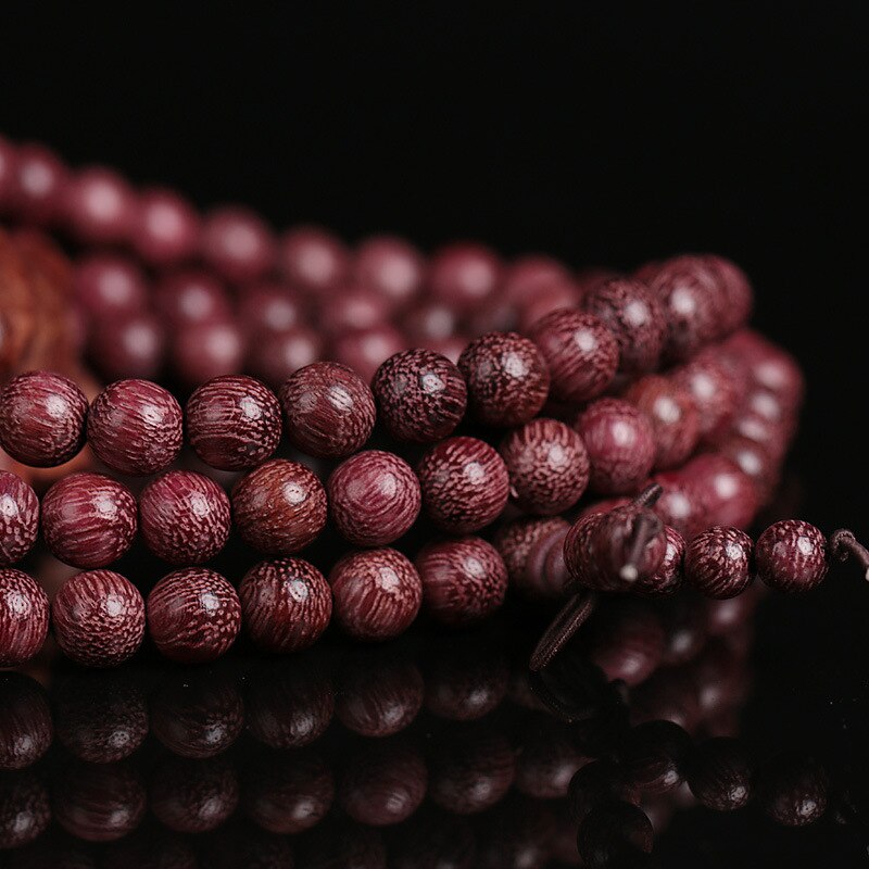 Bracelets Natural Violet 6mm 8mm Rosewood Beads 108 Buddha Bracelets Men Women Long Bangle Religion