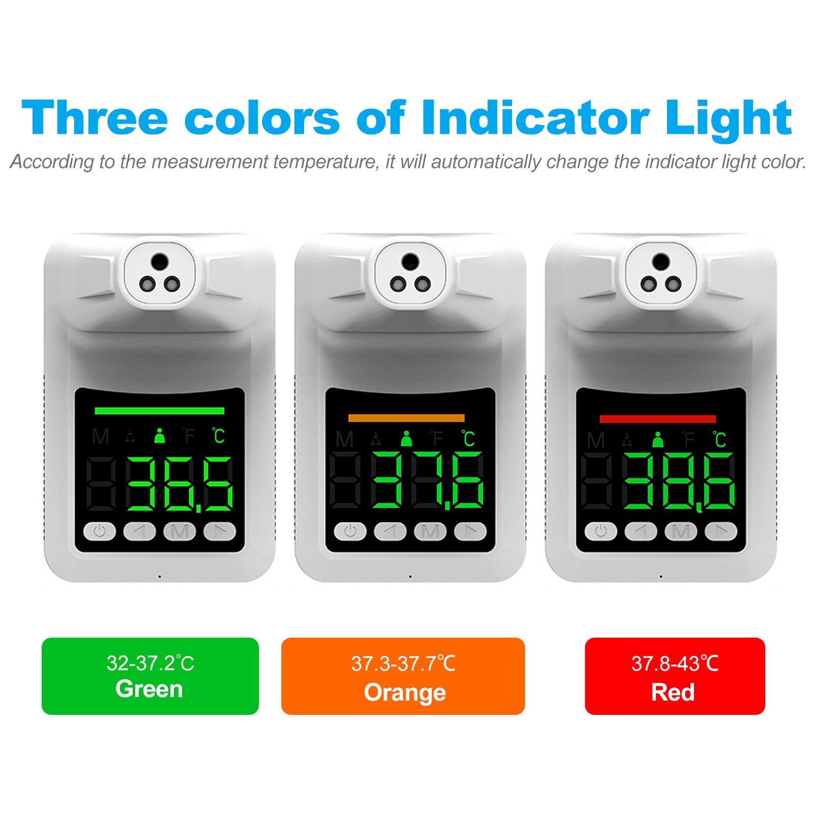 IR Infrared Thermometer Wall-mounted Temperature Measurement Gauge Non-contact Automatic Smart IR Induction 10 Language Voice