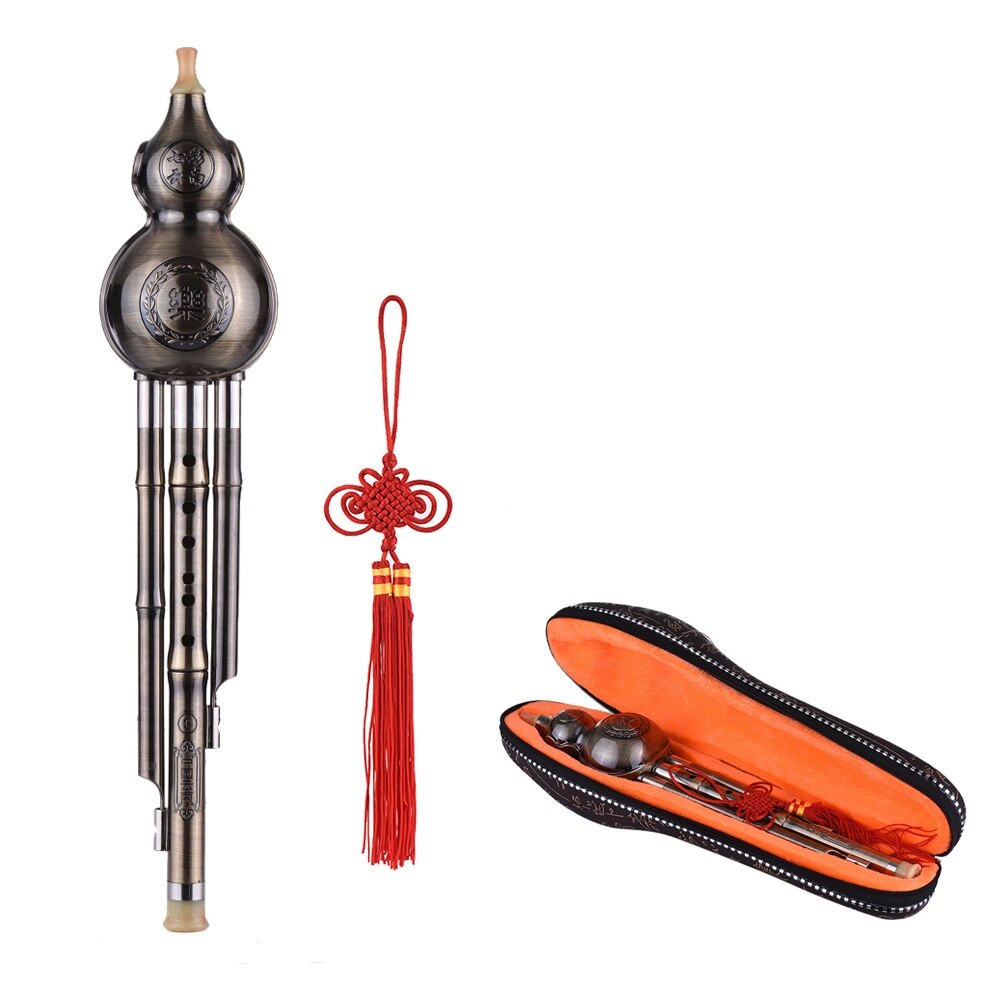 Hulusi – flûte traditionnelle chinoise faite à la main, gourde Cucurbit, flûte ethnique, Instrument de musique en bois: Metal