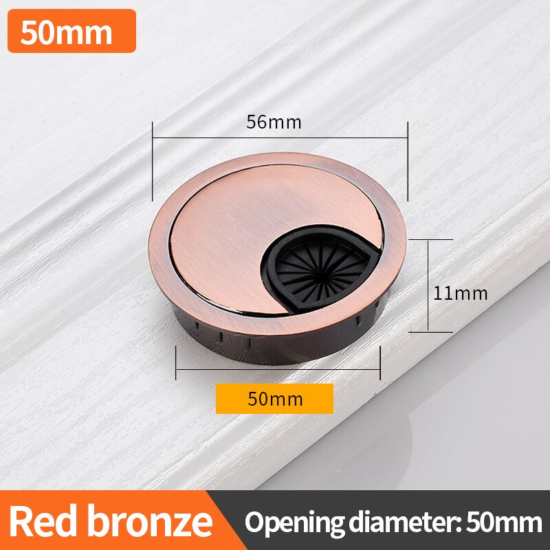 Jzpeng Zinklegering Ronde Tafel Hole Cover Wire Outlet Poort Computer Pc Desktop Kabel Mouw 50Mm Draad Frame: Rood