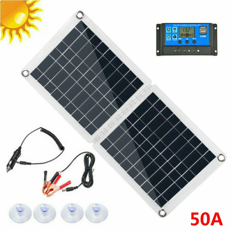 60W Dual USB Folding Solar Panel Kit Mono Caravan Boat Camping Charging for Moblie Phone Tablet Computer: 50