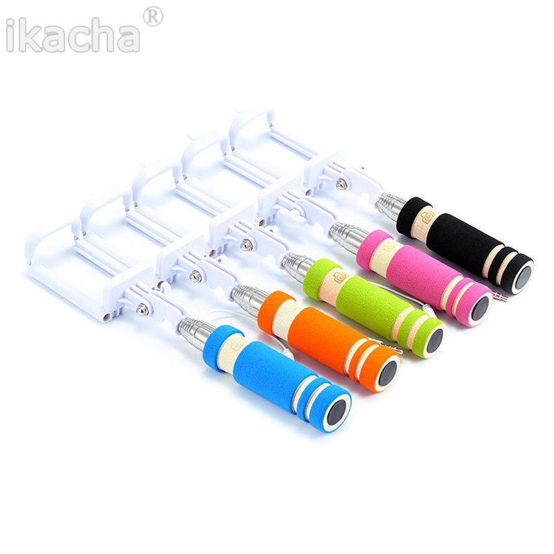 Universele Mini Selfie Stick Monopod Ingebouwde Sluiter Houder voor Iphone Samsung Android IOS Bedrade Selfie Smartphone Camera