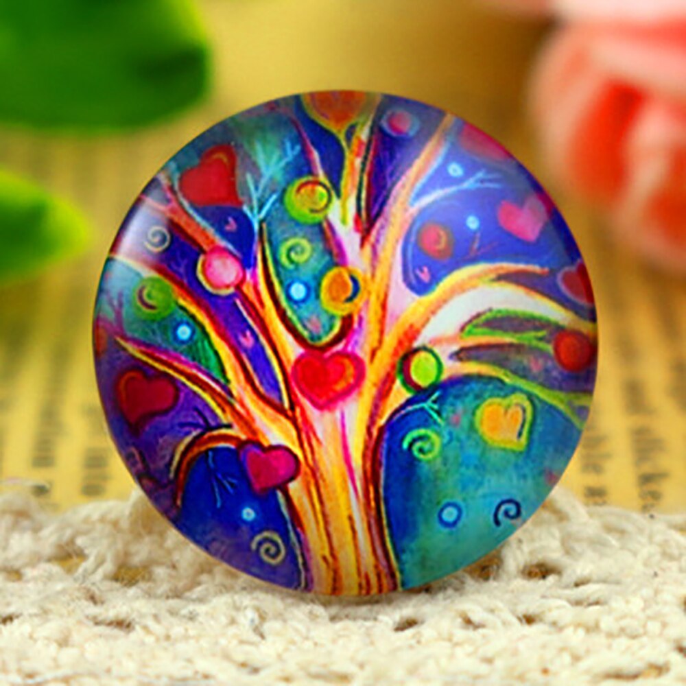 5pcs/Lot 25mm Tree Handmade Photo Glass Cabochons