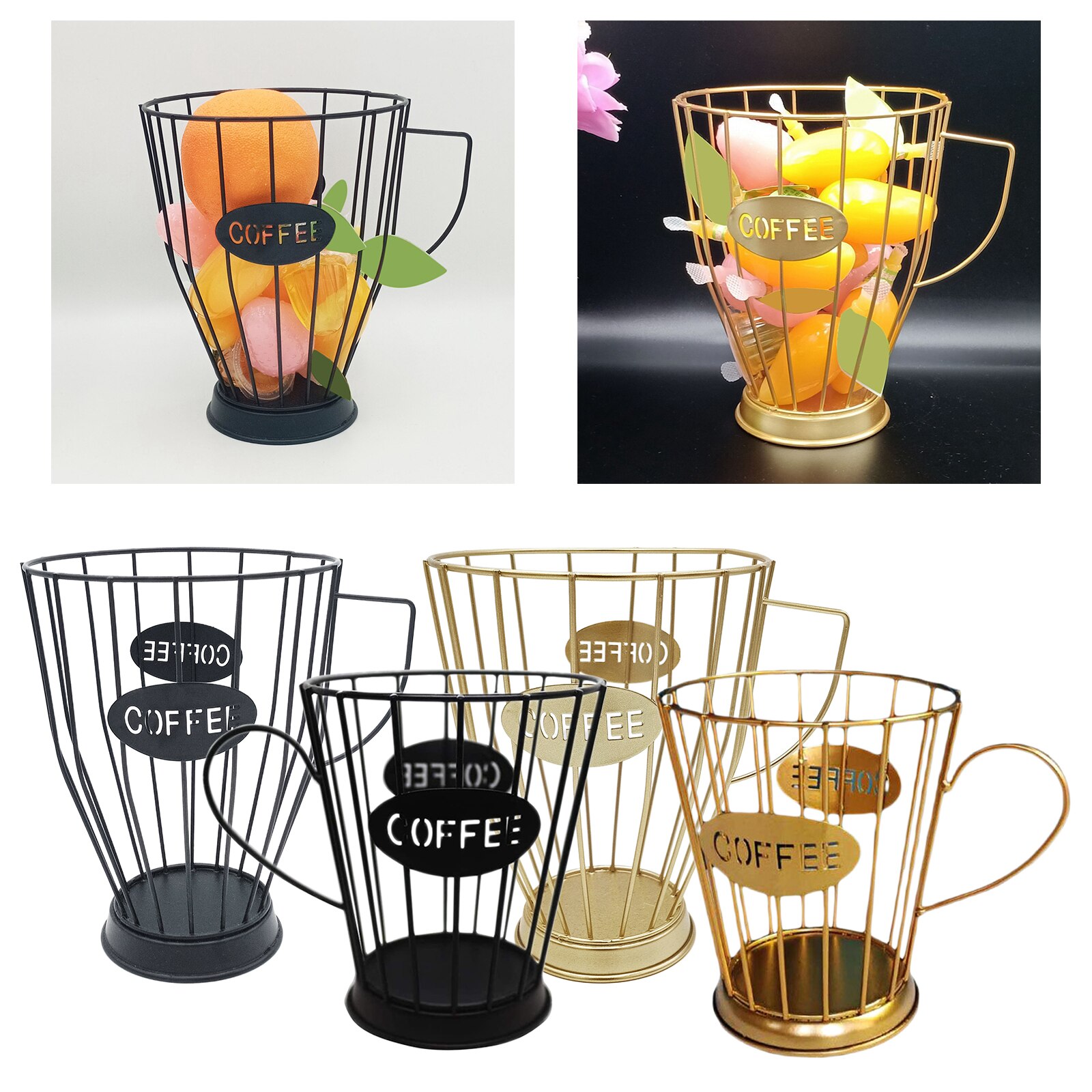 Universal Coffee Capsule Storage Basket Coffee Cup Basket Coffee Pod Organizer Holder Small/Large Black/Golden Optional