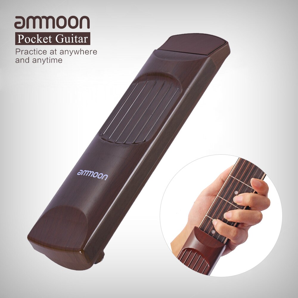 6-String Pocket Guitar Chord Trainer Folk Guitar Practice Tool Gadget 6 Frets with Rotatable Chords Chart Screen for beginners: Pocket Guitar 03