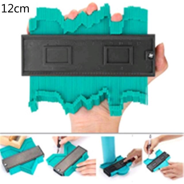 12/14/25/50cm Multi-functional Gauge Tiling Laminate Tiles Edge Shaping Wood Measure Ruler Tiles Laminate Tiles Tool: 12cm green