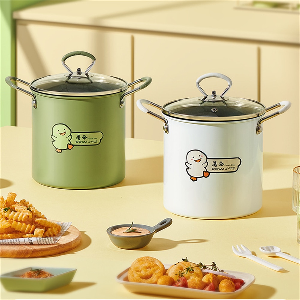 Deep Frying Pot High Carbon Steel Silica Gel Without Oil Frying Kitchen Tempura Fryer Pan Kanto Cook Pot Multifunction Fryer