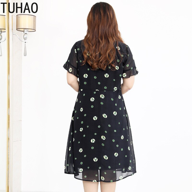 Tuhao plus size 10xl 9xl 8xl 7xl sommerkjole til kvinder stor størrelse dame chiffon kjole afslappet mor mor kjoler  wm77