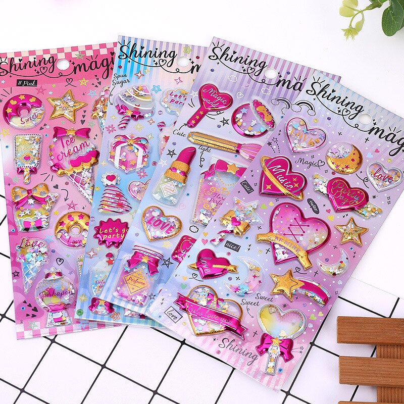 Kimalle paljetteja tarroja hauska pirtelö uudelleenkäytettävä 3d turvonnut kupla tee itse tarroja scrapbooking klassinen lelu lasten lasten syntymäpäivä