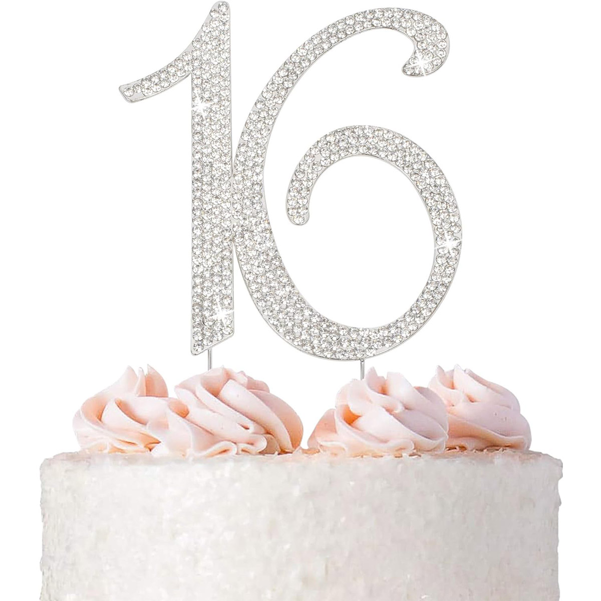 60 Sparkly Rhinestone Decoration Cake Topper - Premium Silver Metal - 60th Birthday or Anniversary Party Makes a Great Centerpie: Deep Sapphire