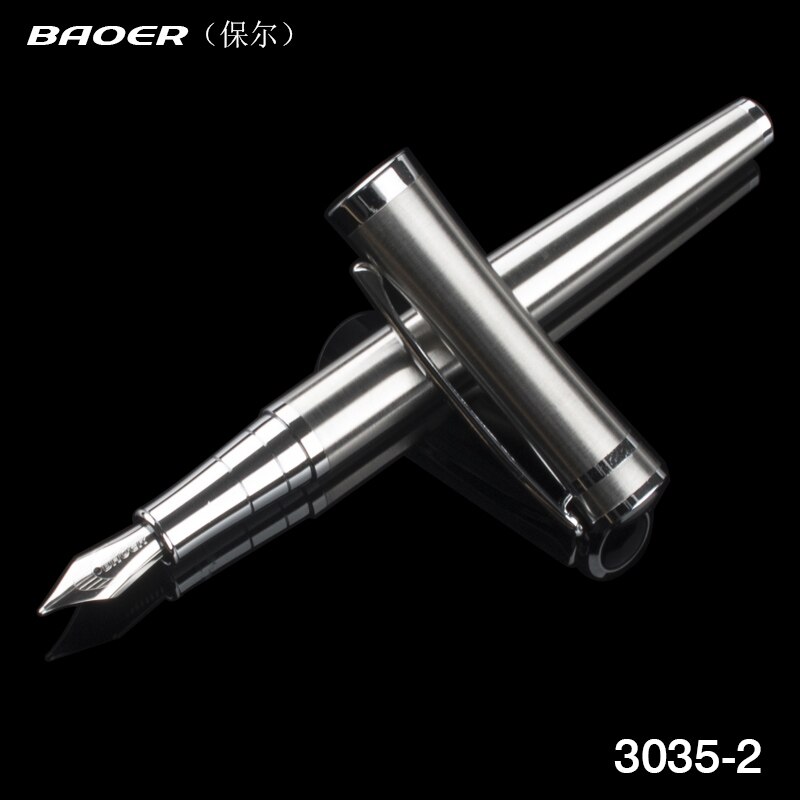 Baoer Executive Zilver En Zilver F Bib Vulpen Kalligrafie Pennen Baoer Schrijven Metalen Inkt Pen