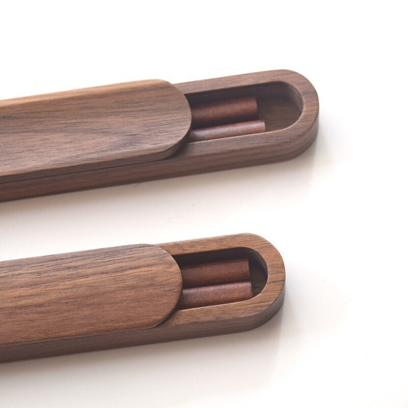 Wooden Life Minimalist Chop Sticks Black Walnut Solid Wood Chopsticks Set with Box Case Portable Outdoor Travel