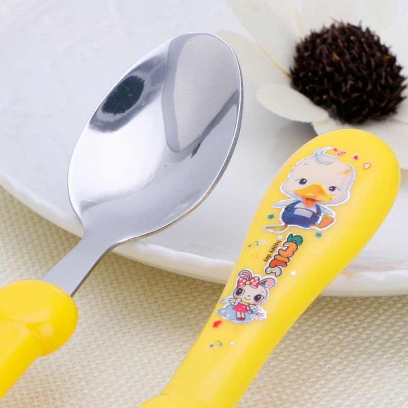 Kids Baby Cartoon Vork En Lepel Set Servies Rvs Vorken + Lepels 97BD