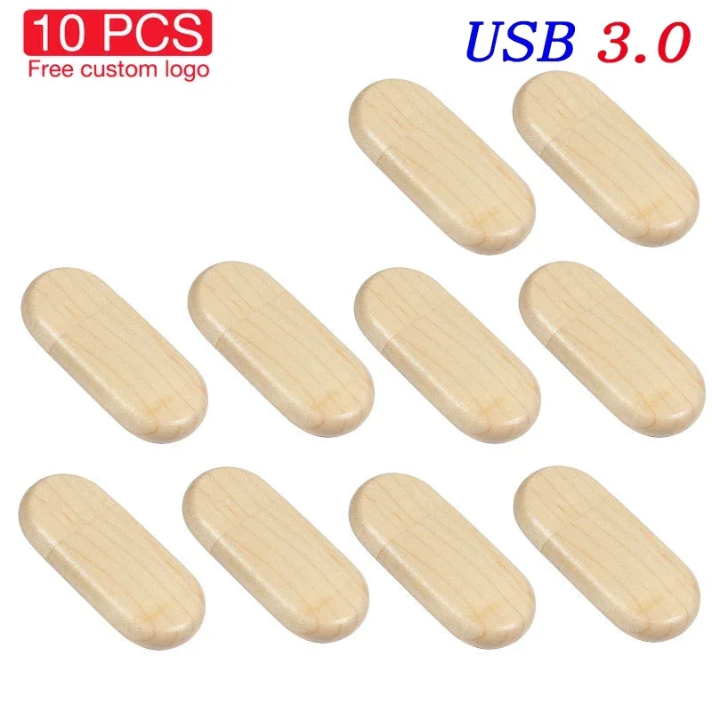 10PCS/Lot Wood USB 3.0 Flash Drive 64GB Pen usb 128GB Pen Drives U Disk 32GB Memory Stick Free LOGO Photography Wedding