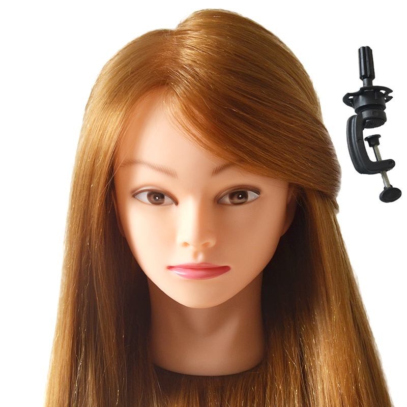 85% Human Hair Mannequin Head Doll Head with Hair Cosmetology Manikin Head Dummy Head for Curl Iron Braiding Hairstyle: Gold
