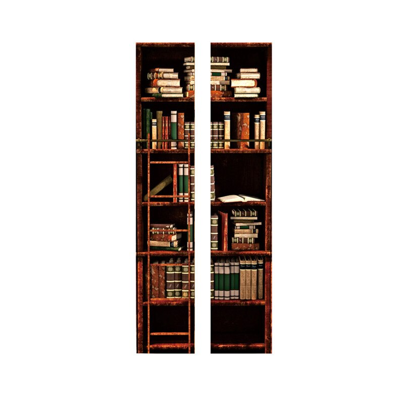 Book Shelf PVC Door Sticker Removable Room Door Wallpaper for Living Room Home Decoration 20F04: B
