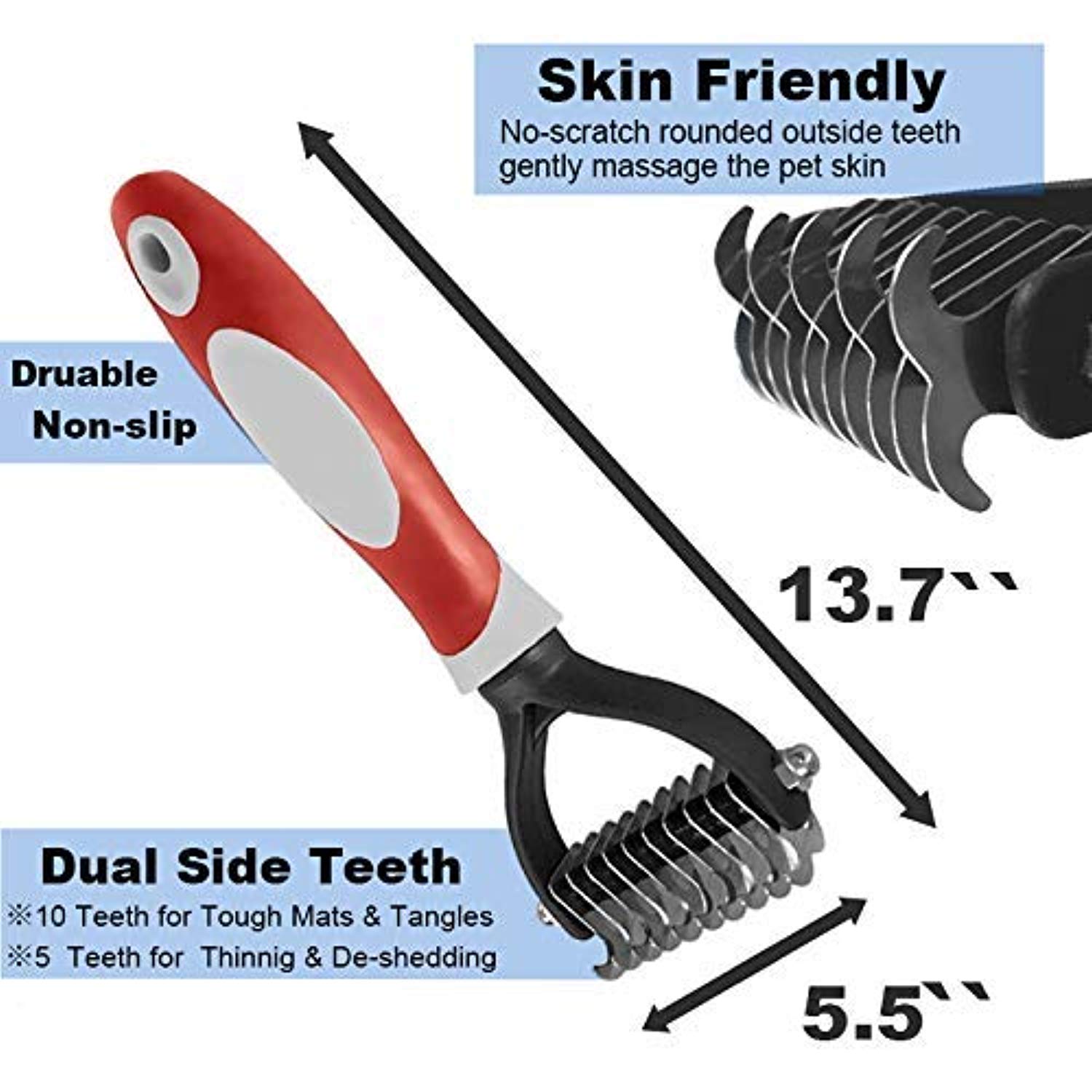 Dematting Comb Brush Mat Remover Dog Undercoat Rake Tool for Cats Small Long Hair Poodles Large Shedding Pet Grooming Tools