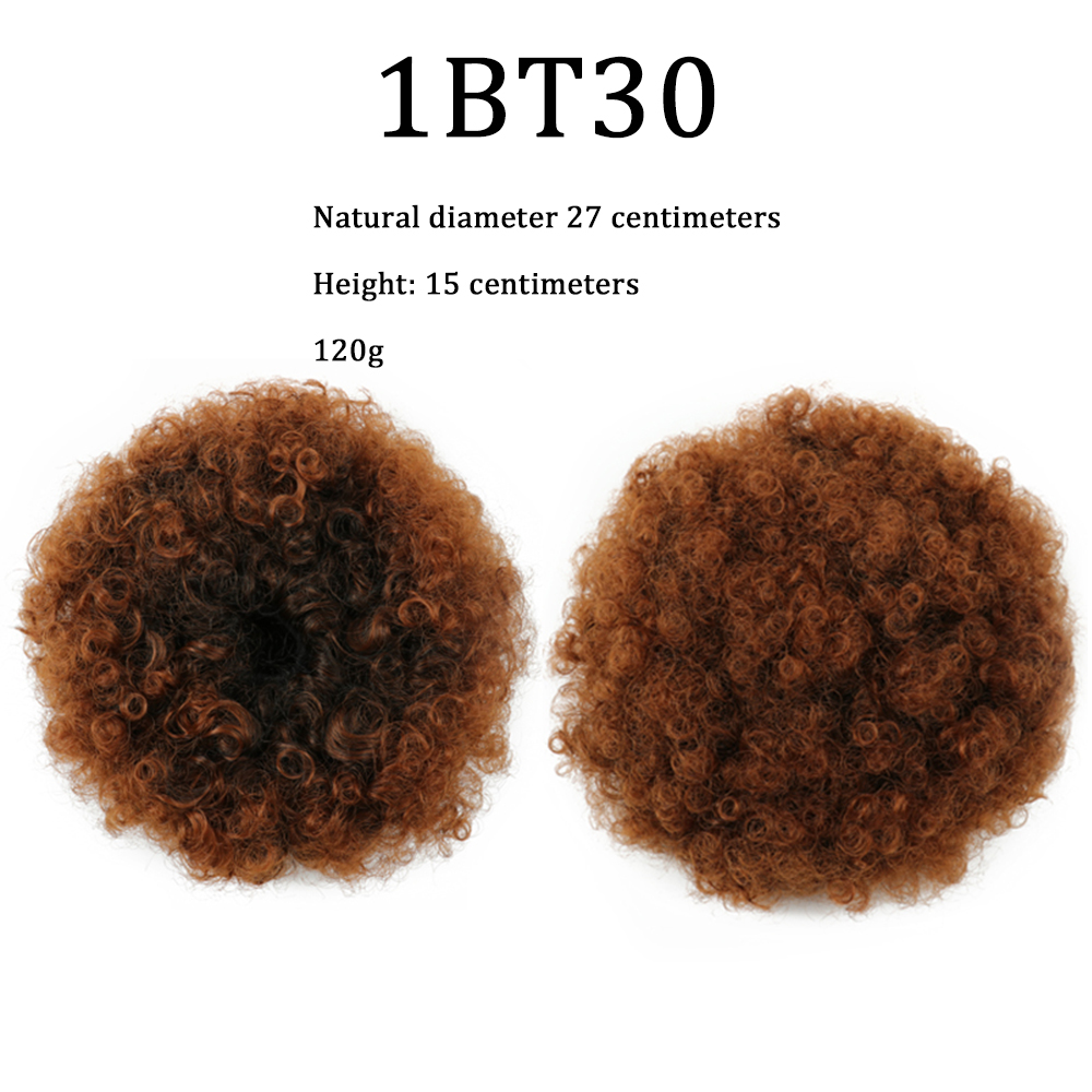 Coleta sintética Afro Puff con cordón, pelo corto Afro Kinkys, extensión de moño Afro rizado, postizos de gran tamaño, 10 pulgadas: T4/27/30
