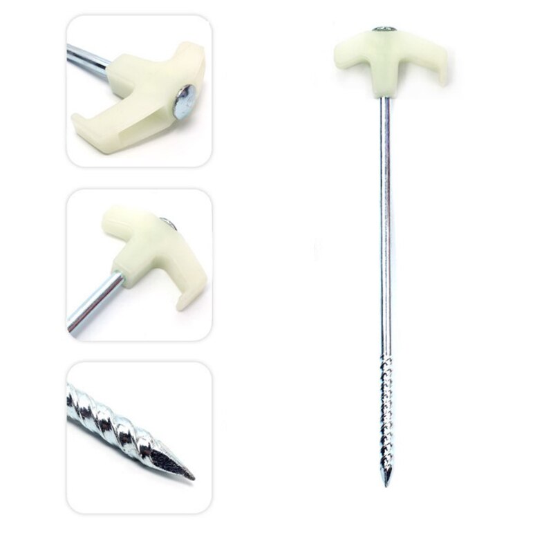 Clavijas para tienda de campaña, accesorio resistente al viento, antioxidante, para actividades al aire libre, clavos de viaje, tornillo en forma de T, alargamiento duradero, 1 ud.