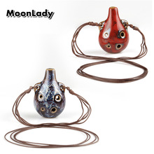2 Colors Ocarina 6 Hole Kiln-Change Small Ocarina Alto C Tone Beginner Ocarina Tourist Souvenir Teaching Toys Ceramic Pendant