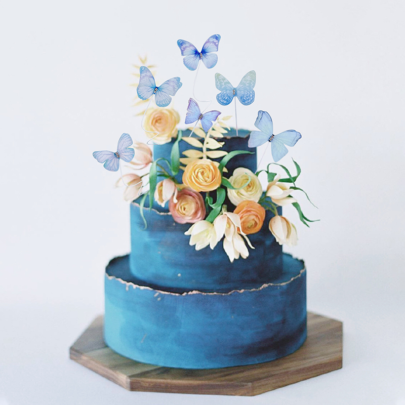 6Pcs Butterfly Cake Toppers Happy Birthday Handmade Wedding Party Dessert Baby Shower Cake Decoration DIY Baking Supplies