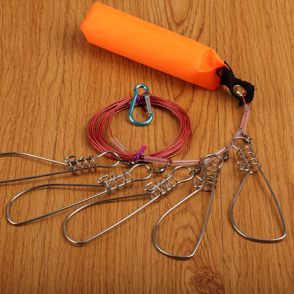 Verkoop 1pc 5 Snaps Rvs Touwen Float Vis Stringer Vissen Lock Vissen Touw voor Accessoires China Visgerei