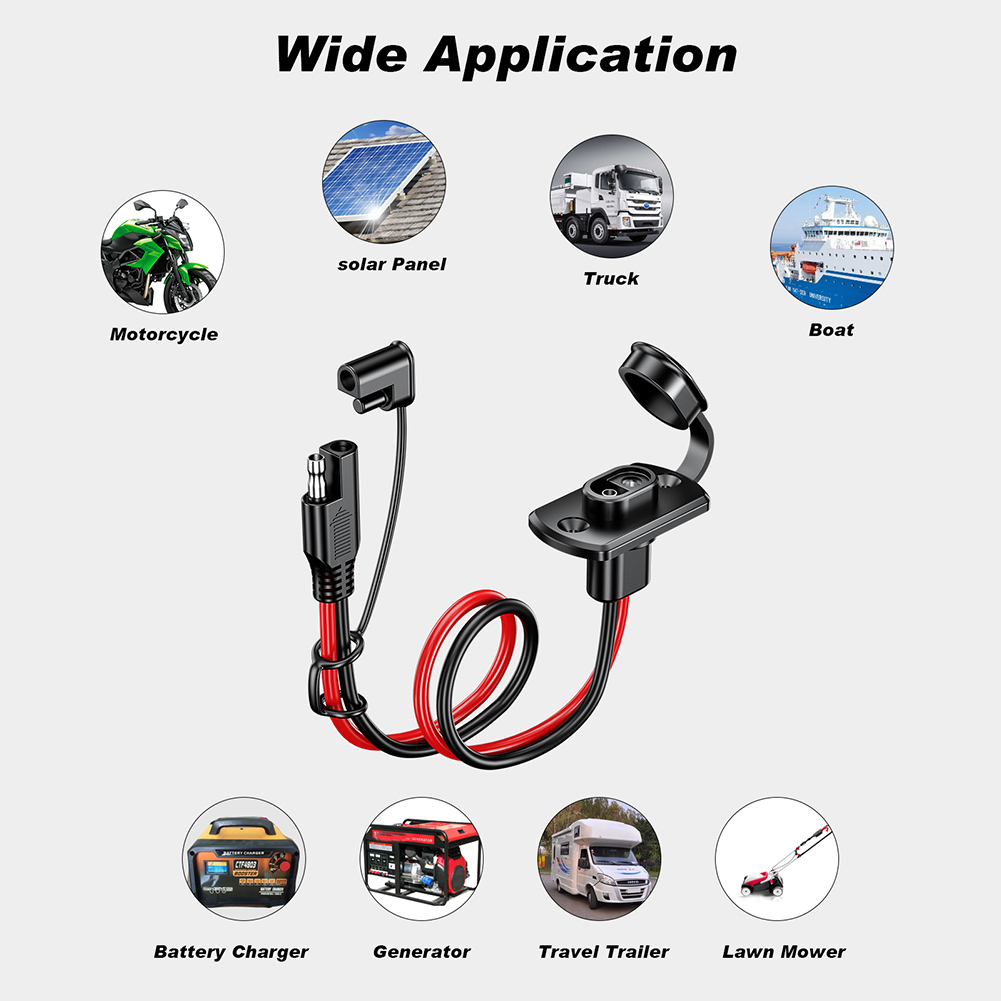 Quick Release SAE Cable With Fuse Ring Terminal O Ring Connector Battery Charger Extension Adapter Wire 12AWG Ring Terminal