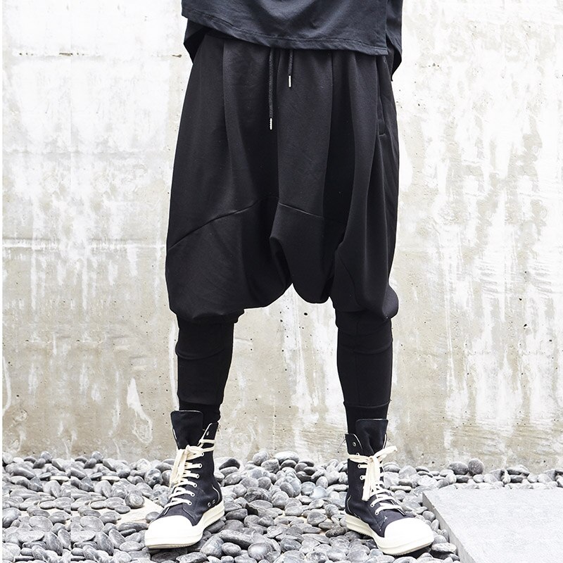Pantalones caídos de entrepierna Harajuku para hombre, pantalones holgados de Hip Hop, estilo gótico Punk, pantalones sueltos para hombre