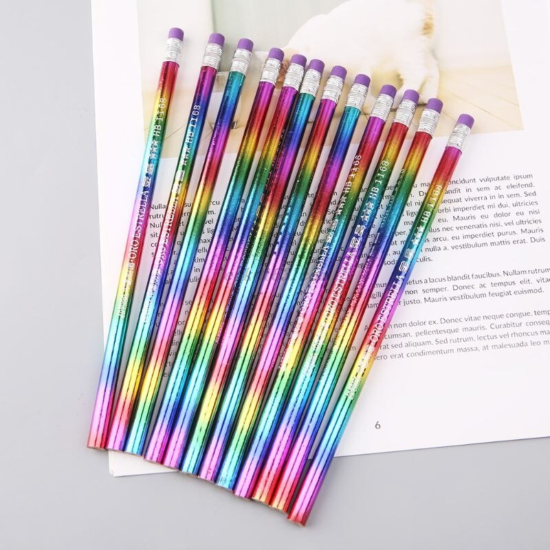 12Stck Regenbogen Bleistift Holz Umweltschutz Helle Farbe HB Zeichnung Malerei Bleistifte Schule Büro Schriftlich Stift