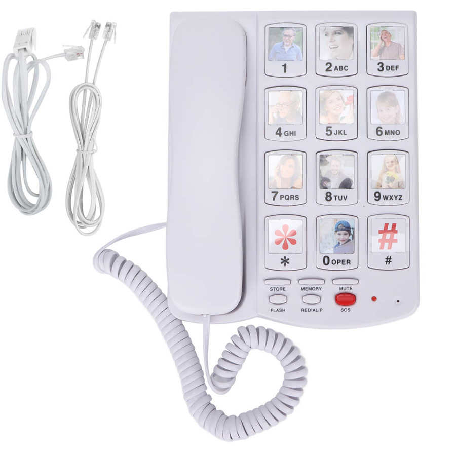 Big Button Corded Phone Mute Function Replaceable Pictures Big Button Telephone for Seniors Big Button Landline Telephone