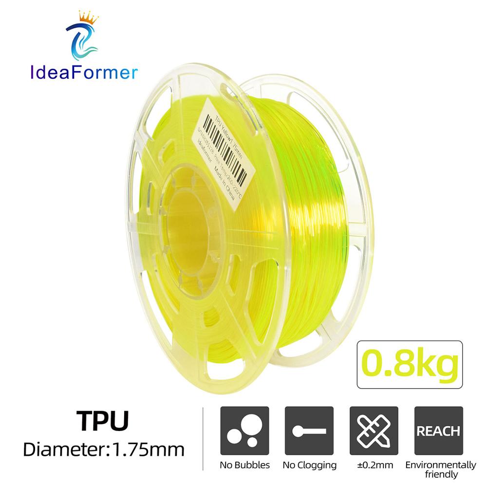 3D Printer Tpu Rubber Flexibele Printing Filament 0.8Kg Multicolor Transparante Spool 1.75Mm Elastische 3D Print Verbruiksartikelen Filamento: YELLOW