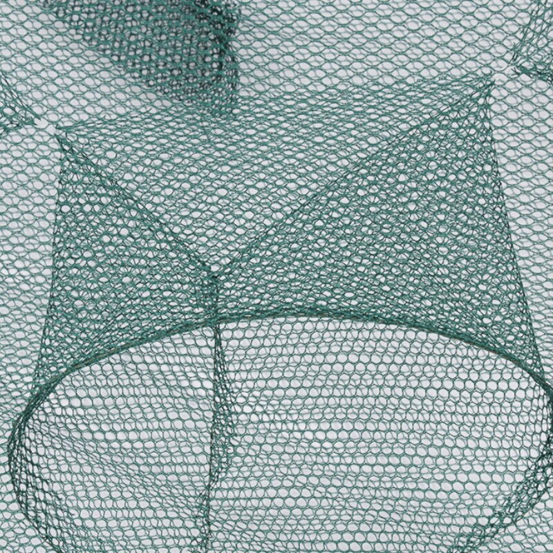 Styrket 4-8 huller automatisk fiskenet rejer bur nylon foldbar fisk fælde støbt net støbt fold krabbe fælde fiskenetværk
