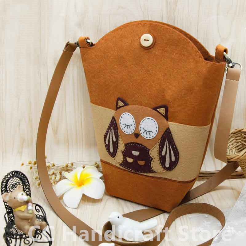 Handgjorda axelväska filt djur coach kvinnor handväskor diy paket set hantverk kit väska väska diy hantverk för barn messenger bag: Stil 4