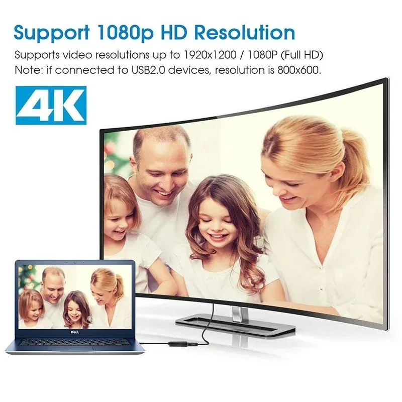 Usb til vga-adapter usb 3.0 to vga eksternt grafikkort multidisplaykonverter videokabel til bærbar pc skærm projektor