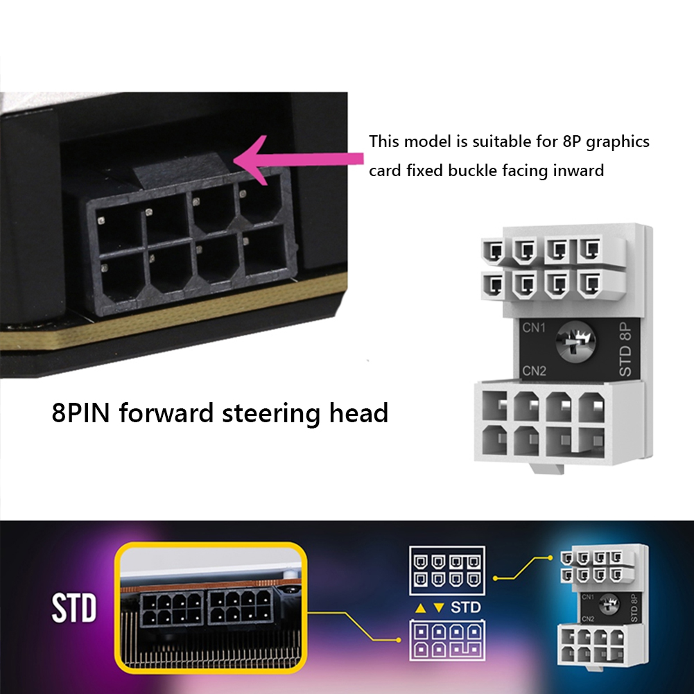 Atx 8 Pin 6pin Naar 90/180 Graden Stekker Adapter Moederbord Voedingskabel Connector Diy Gpu Adapter: green