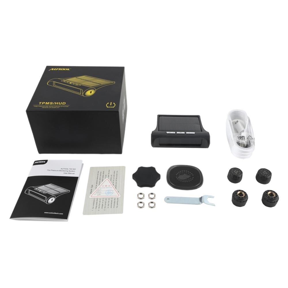 AUTOOL TW500 Car TPMS Tyre Pressure Monitoring System Solar Power &amp; HUD Display Auto Security Alarm Systems Tyre Pressure