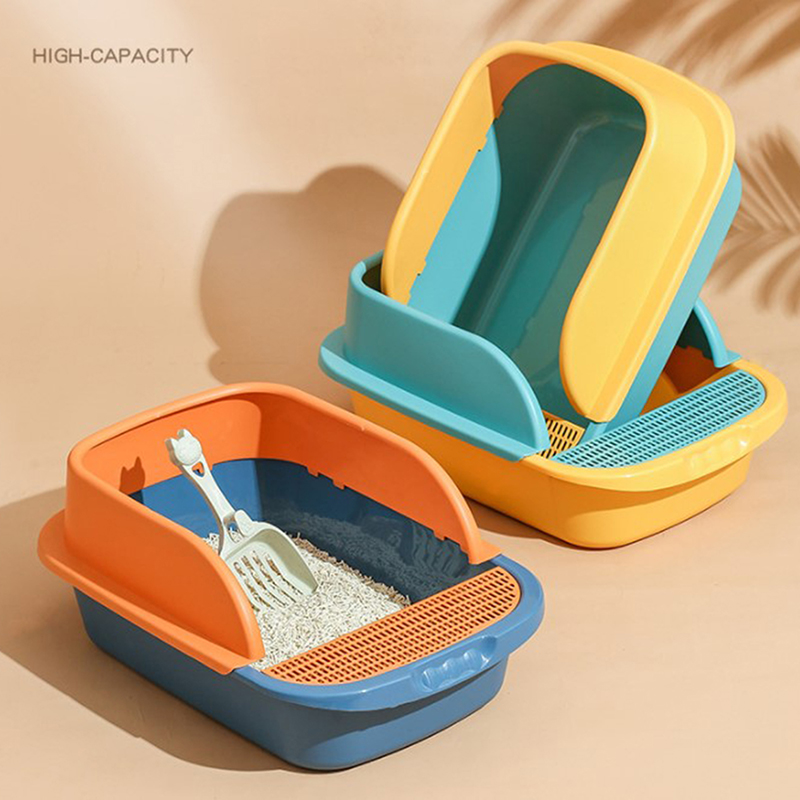 Cat Litter Box Heighten Semi-open Toilets For Pet Clean Sandbox With Free Shovel Cat Pet Supplies
