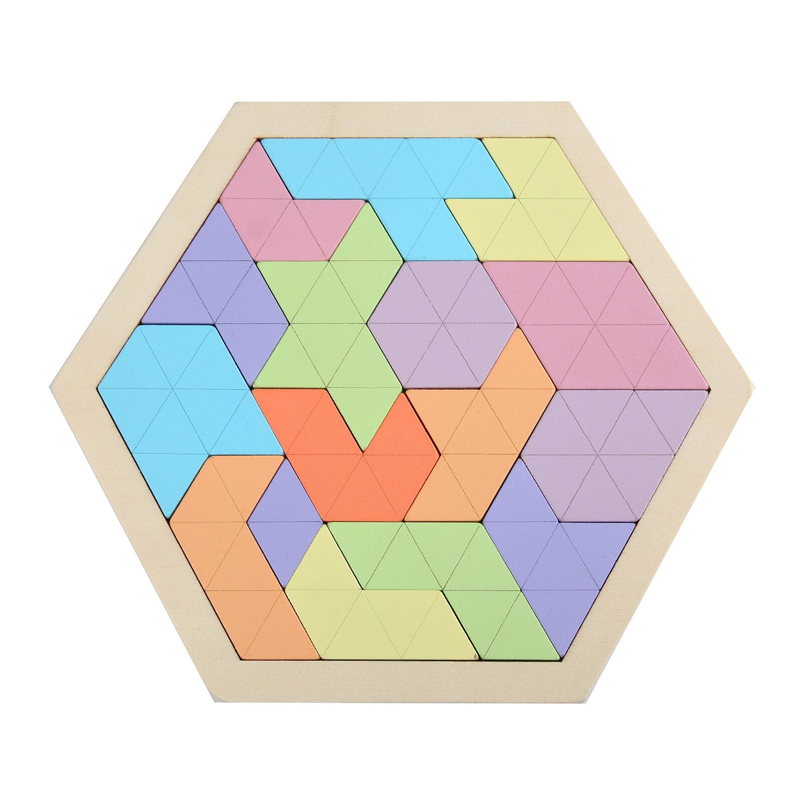 Kids Adult Multicolor Wooden Hexagon Puzzle Toy Honeycomb Shape Tangram Puzzle Toys Geometry Logic Iq Game Toddlers Toys: B