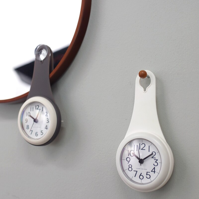 Bathroom waterproof anti-fog suction cup wall clock bathroom suction cup clock(white)