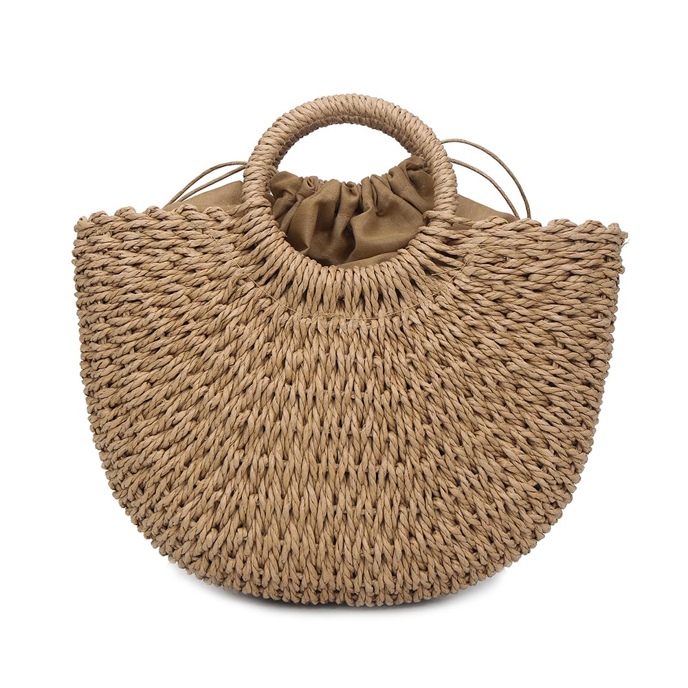 Kvinner håndveske håndlaget halm vevd tote stor kapasitet sommer strand skulderveske fest shopping best -wt: Khaki