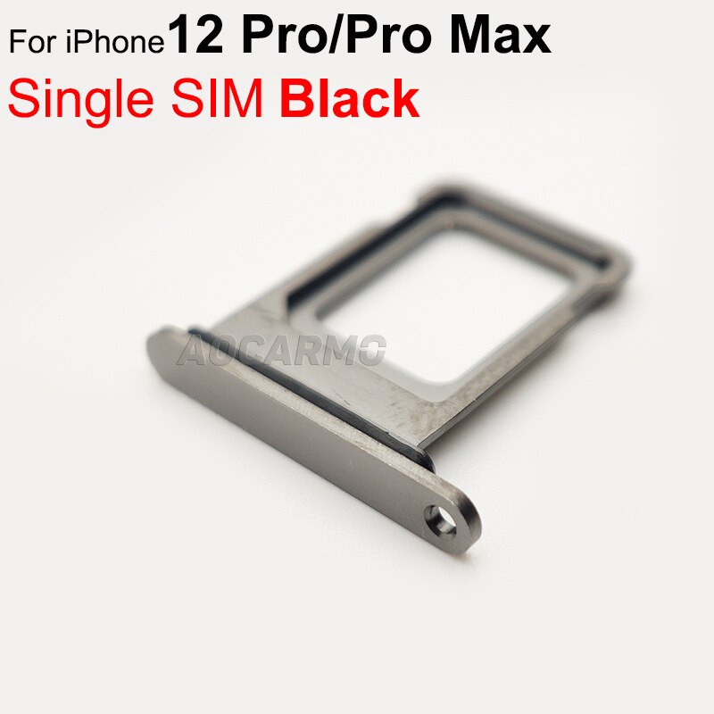 Aocarmo Sim-kaart Voor Iphone 12 Pro/Pro Max Enkele Dual Sim Metalen Plastic Nano Sim Tray Microsd Slot houder: Single-----Black