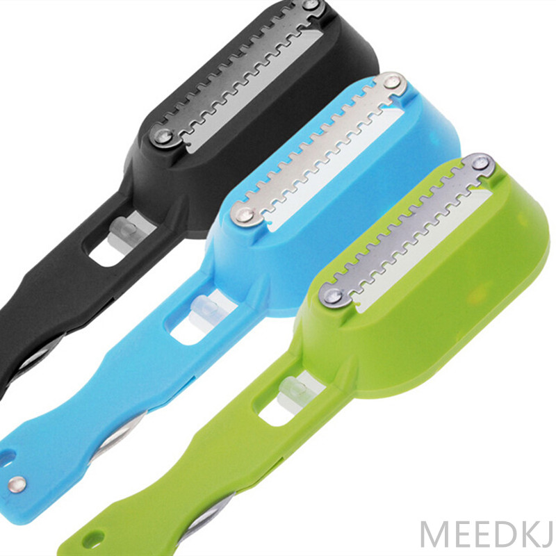 1 st köksvågborttagare rostfritt stål fiskfjällshyvel med lock skrapa scaler fish killer skrapa scaler
