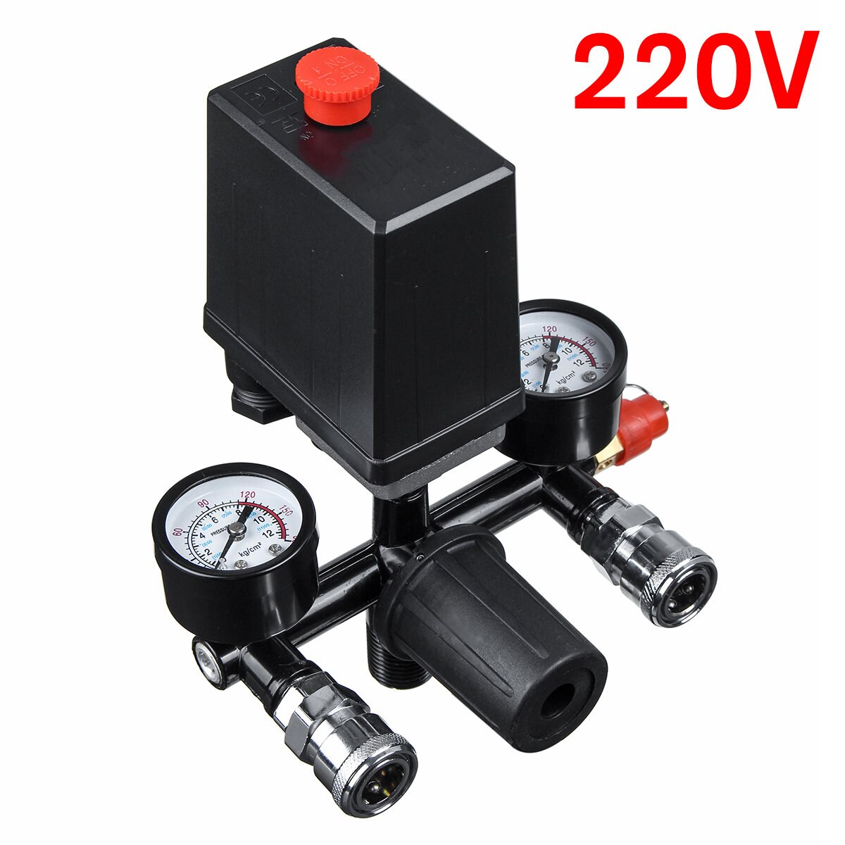 220V/380V Air Compressor Pump Pressure Switch Control Manifold Relief Regulator Control Valve Pressure Gauge 90-120 psi: 220V